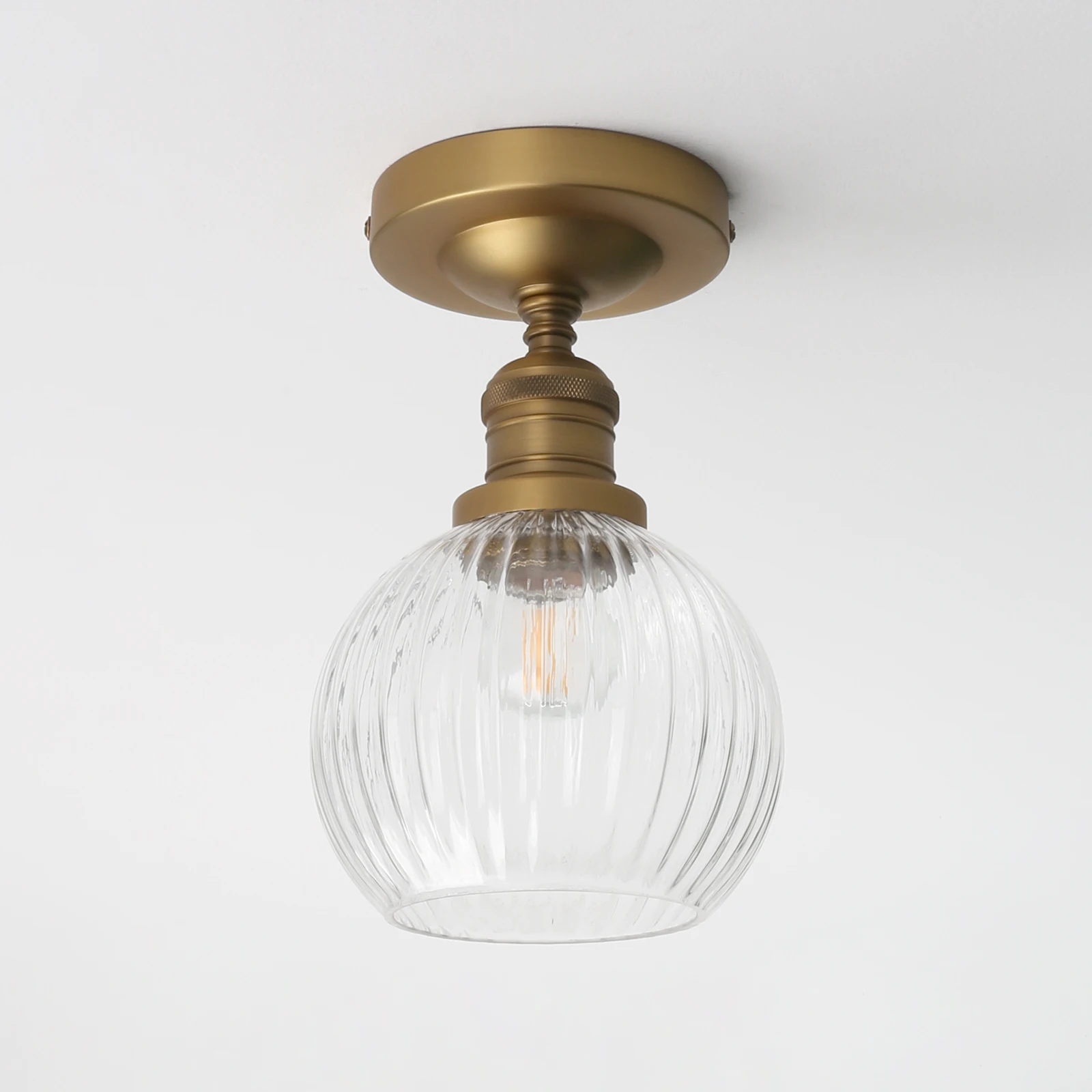 Permo Retro Striped Circular Glass Ceiling Light Lampshade Suitable for Bedrooms Study Rooms Corridors Stairs Kitchens