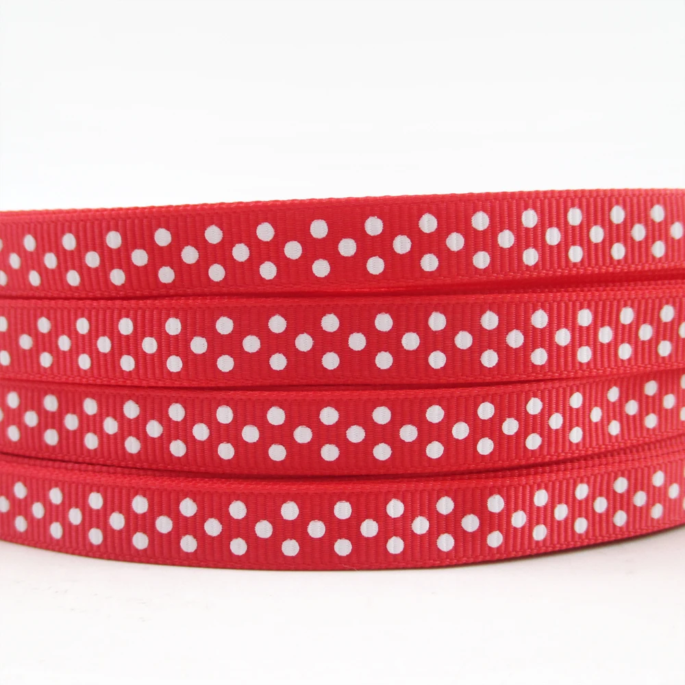 5 Yards 9mm Polka Dots Printed Grosgrain Ribbons For Wedding Festival Party Decorations DIY Bow Craft Gifts Wrapping,5Yc19822