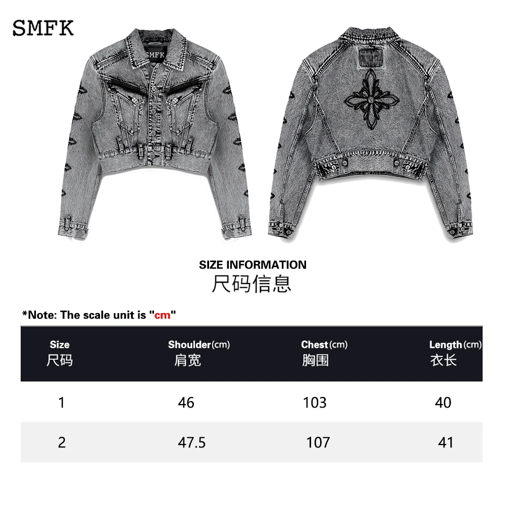 SMFK Magnolia Cross Biker Denim Jacket Women Basic Coats 2022 New Fashion Female Long Sleeve Casual Outerwear Denim Coats Jacke