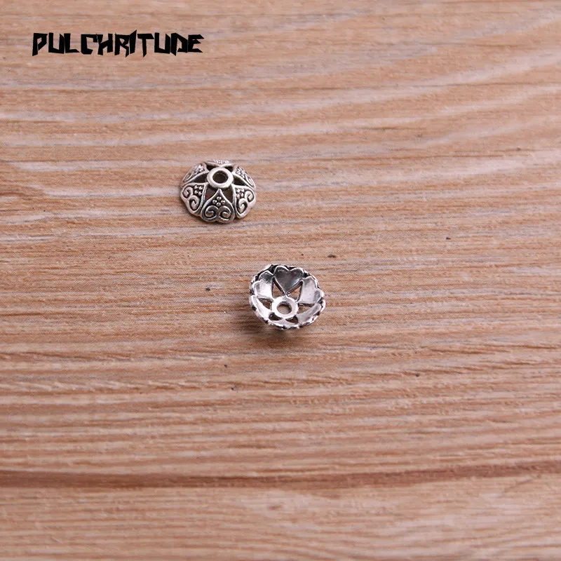 100pcs 3*8*8mm Two Color Receptacle Hollow MINI Flower DIY Spaced Jewelry Accessories Charms For Jewelry Making