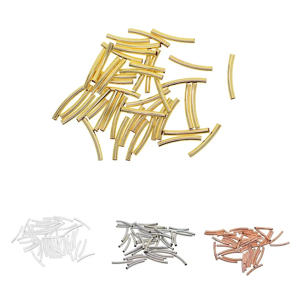 50 قطعة النحاس طويل منحني السلس أنبوب فاصل حبة 25x3 مللي متر DIY بها بنفسك صنع المجوهرات