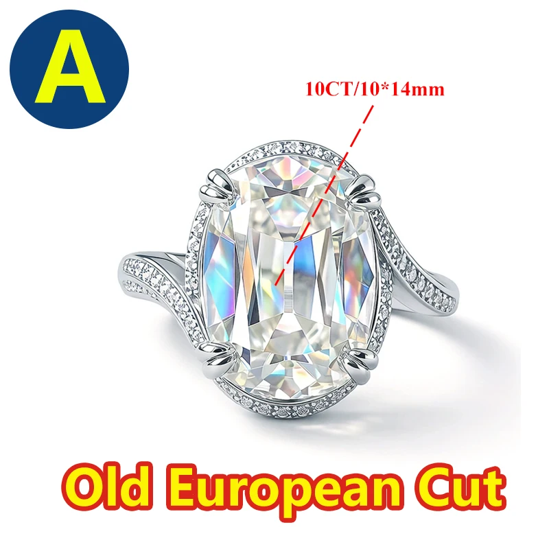 D‑Color VVS1 10CT Old European Heart Arrow Cut Moissanite Engagement Ring Pass Diamond Tester S925 Sterling Silver Luxury Fine Wedding Promise Jewelry Gift For Women Anniversary Party