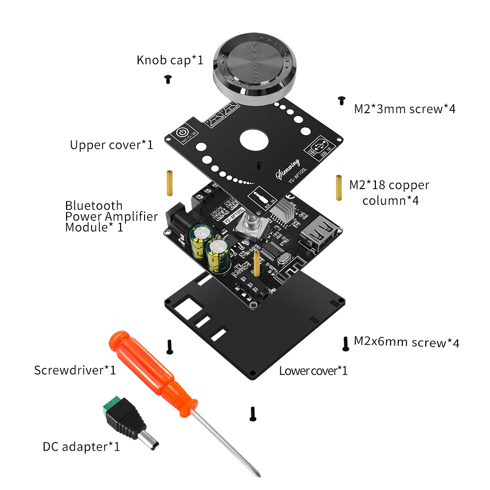 YS-AP100L stereo Bluetooth digital amplifier 100W+100W subwoofer AUX USB sound card input 3.5mm active speaker output