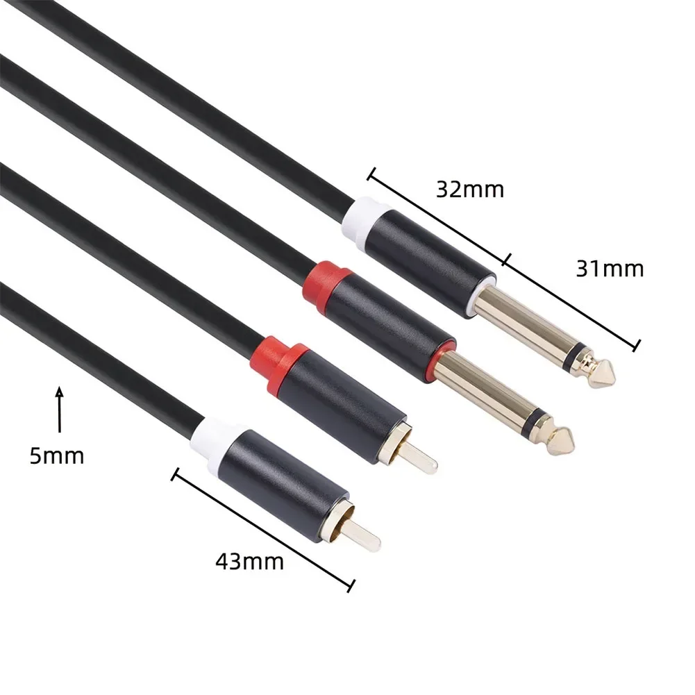 1Pc Dual 1/4 To Stereo Signal Interconnect Cable 1/4'' Male To 2 Male Stereo Audio Cable Cord