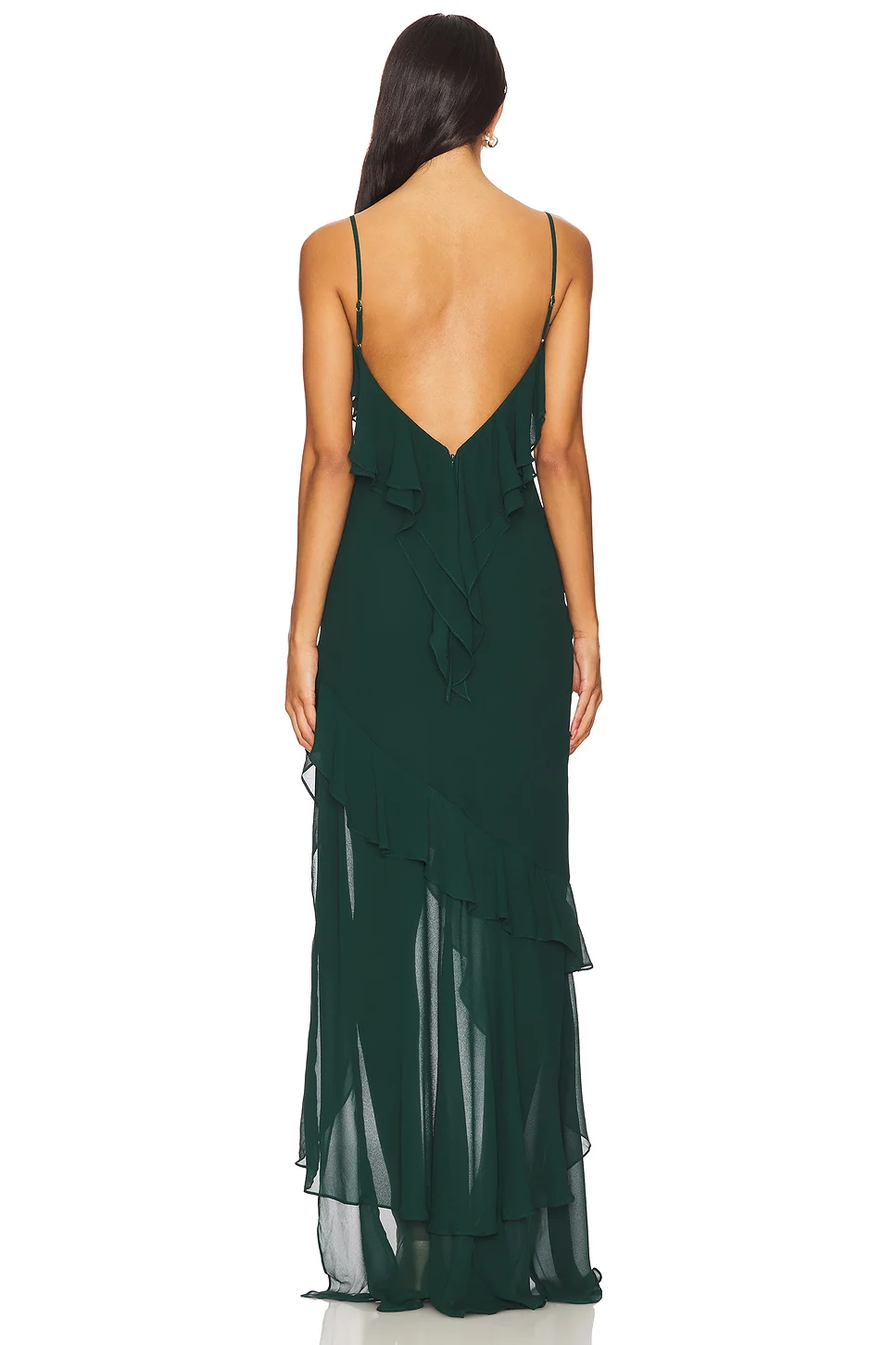 Aangepaste lange groene avondjurken met ruches zeemeermin V-hals فسات Bravo • vloerlengte galajurk voor dames