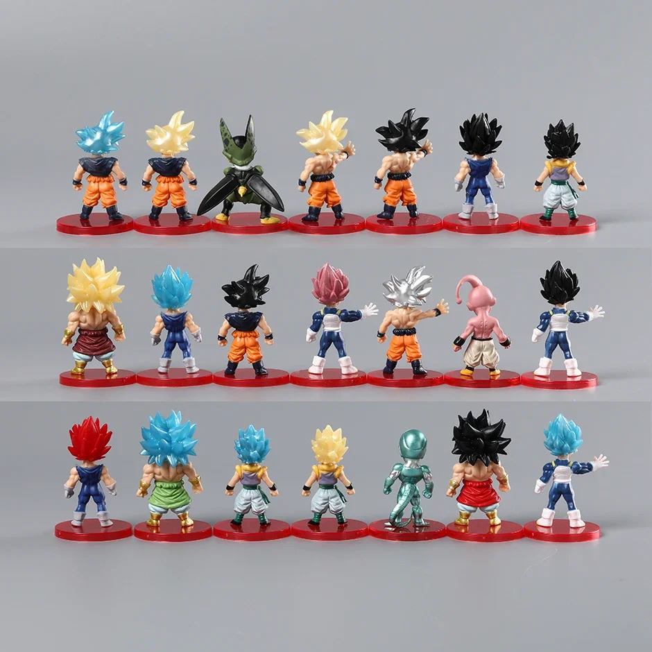 Dragon Ball Z SS Blue Son Goku Vetega Gotenks Majin Buu Broly Freeza Cell Figure Models Desktop Ornaments Toys Gift Set of 21 16