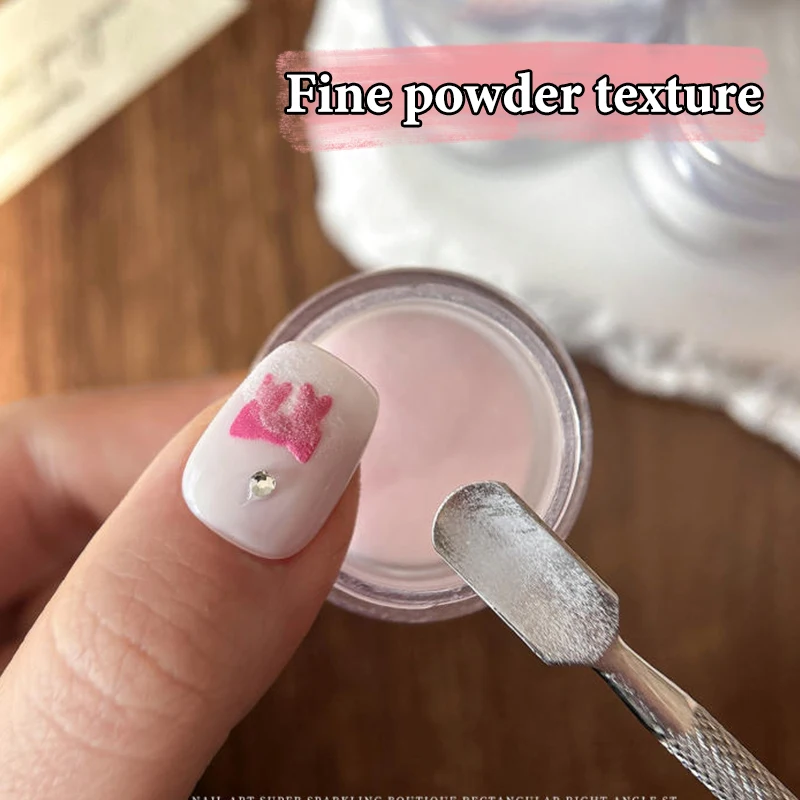 1Jar Nail Art Crystal Poeder Roze Wit Gesneden Patronen Fluweel Frosted Poeder Effen Kleur Franse Nagelverlenging Glitter Poeder D