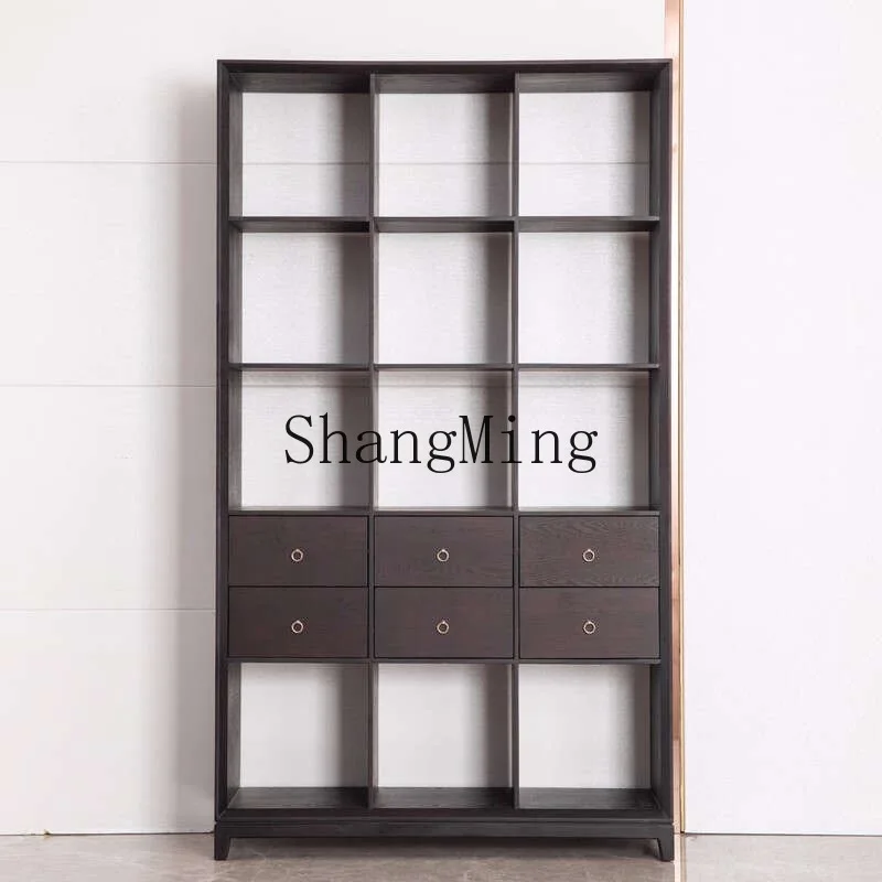 

LXY new Chinese bookshelf combination solid wood floor-to-ceiling display decorative display cabinet