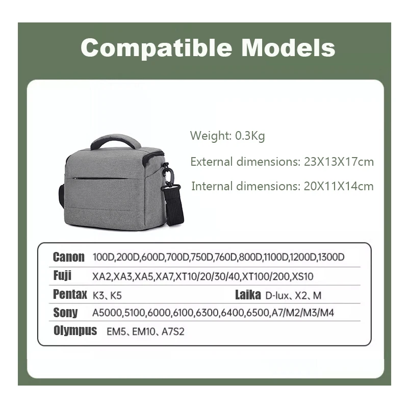 Universal Nylon DSLR Camera Bag for Sony Nikon Canon Panasonic DSLR Cameras Portable Shoulder Bag Case Camera Accessories image 2