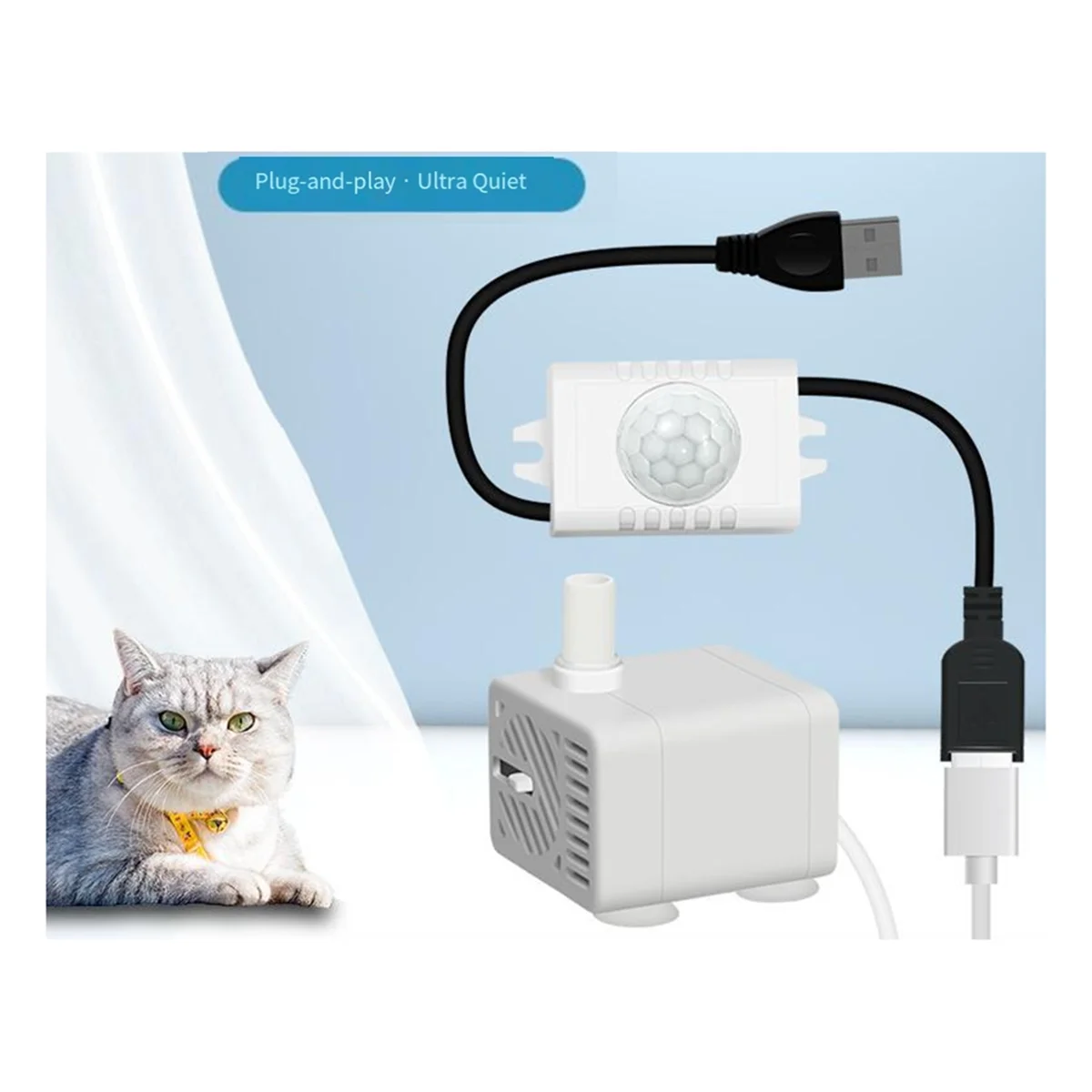 

A72P USB Pet Smart Cat Диспенсер для воды Проточный фильтр Индукционный автоматический циркуляционный диспенсер для воды Погружной насос