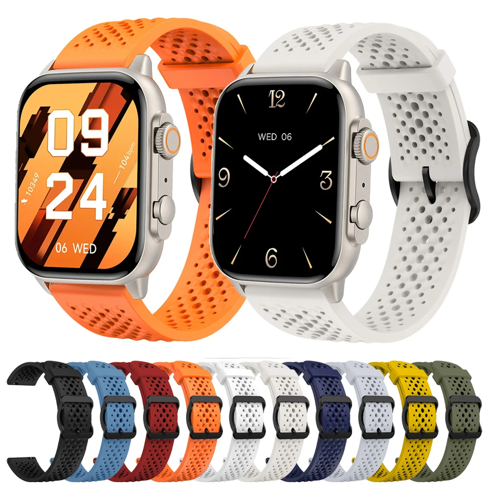 Breathable Band 22mm For COLMI P71 Watch Strap For COLMI C81/C8 Max/M42/M41/P73/P68/V70/V68 Soft Silicone Sports Bracelet correa