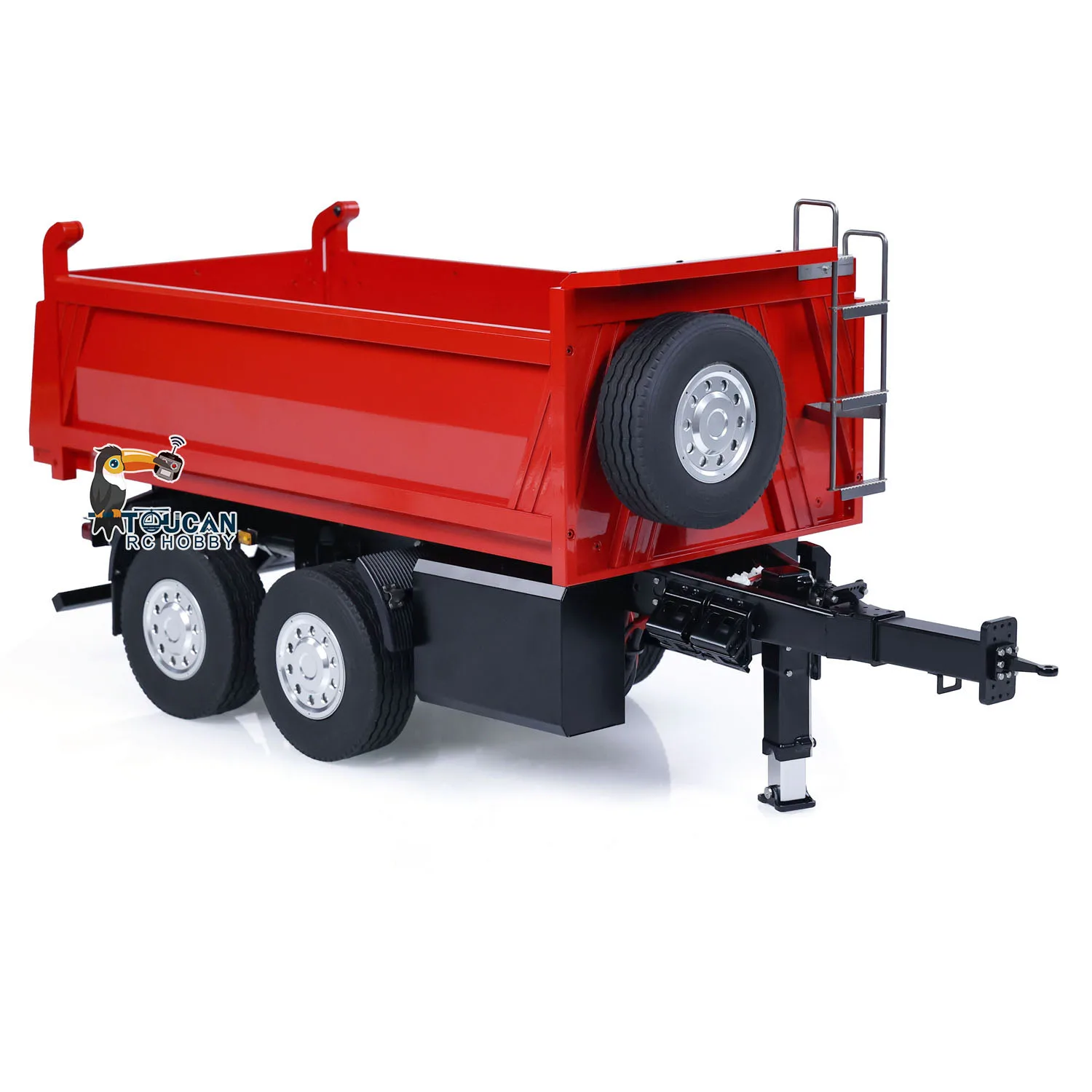 LESU 1/14 RC Metal Trailers 2-axle Hydraulic Self-dumping Full Radio Control Trailer Models Painted Assembled Vehicle THZH1771