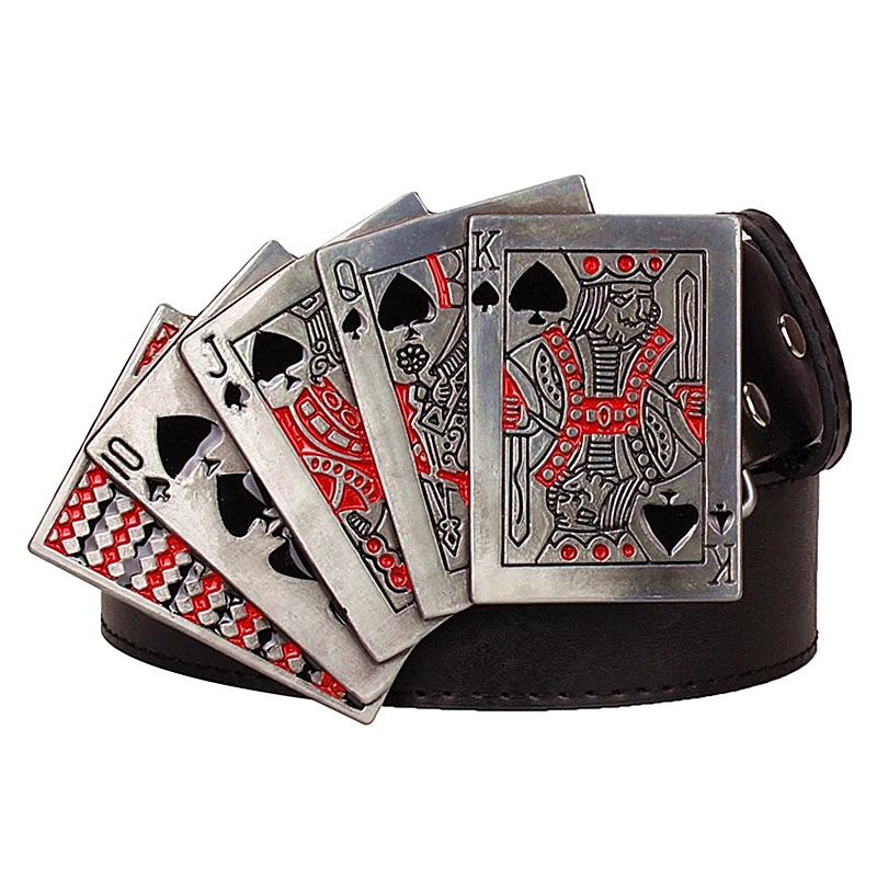 Lucky Gamble Skull Poker Death Betting Heavy Metal Rock Decorative Belt Punk Style Playing Card Buckle Street Hip Hop Waistband