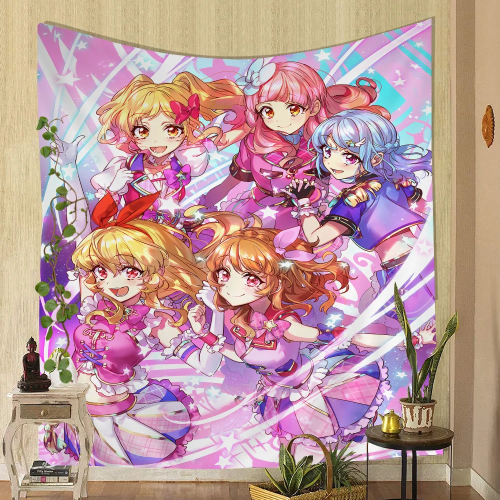 1PC Aikatsu Tapestry Printed Large Wall Tapestry Art Science Fiction Room Home Decor Decor Blanket