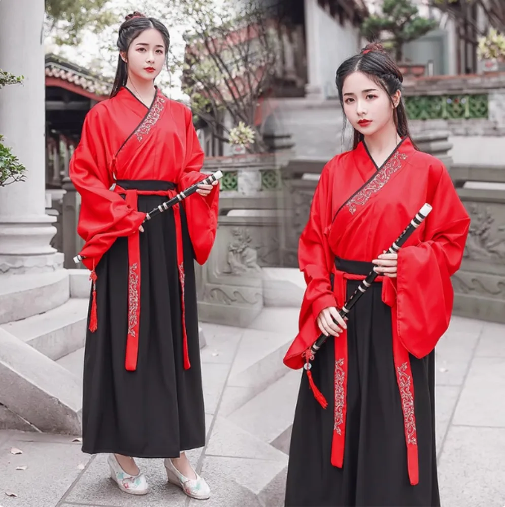 Tradycyjna chińska odzież Hanfu Streetwear pokaz sceniczny ubrania typu Cosplay odzież damska top w stylu vintage spódnica 2-częściowy zestaw garnitur męski