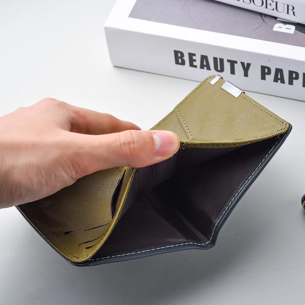 新デザイン PU レザー小さな財布メンズショートシンプルカジュアル超薄型クレジットカードホルダーメンズ財布