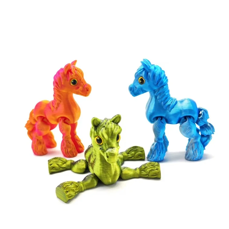 New Multi-joint Movable 3D Printed Horse Animals Mini Cute Relief Sensory Toy Funny Home Accessories Kids Gift Desktop Ornament