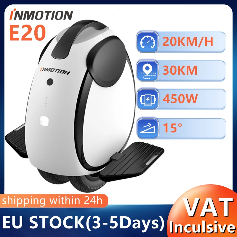 Original EU-Stock Inmotion E20 Electric Unicycle 54.6V 240Wh Battery 450W Motor 20KM/H Speed Two Wheel Self Balancing Scooter