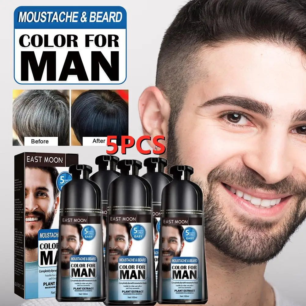 

5X Mens Hair Dye Shampoo 3.53oz Hair Dye Black Shampoo Gradual Gray Darkening Beard Wash Shampoo For Reducing White Beard Color