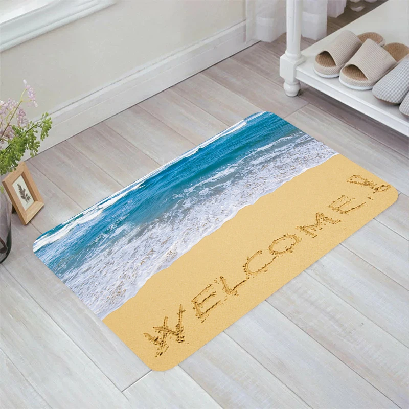 

Beach Waves Floor Mat Living Room Kitchen Rug Home Balcony Rugs Carpet Entrance of House Carpets Foot Doormat Door Mats Bathroom