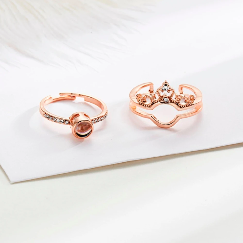 Luxury Female Bridal Wedding Ring Set Fashion I Love You Ring Love Romantic Memory Lovers Ring Jewelry Rose