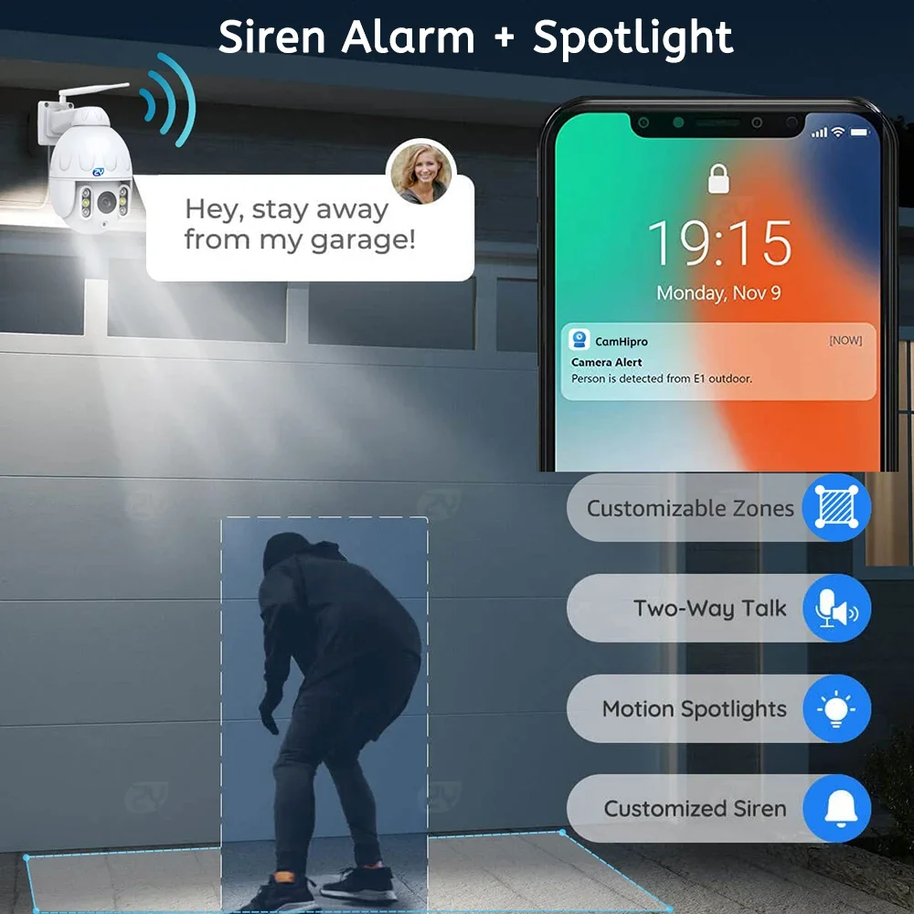 Cámara de vigilancia PTZ con Zoom 20X, 5MP, Wifi, exterior, a todo Color, seguimiento humano nocturno, domo de velocidad inalámbrico, cámara de seguridad de Metal IPC