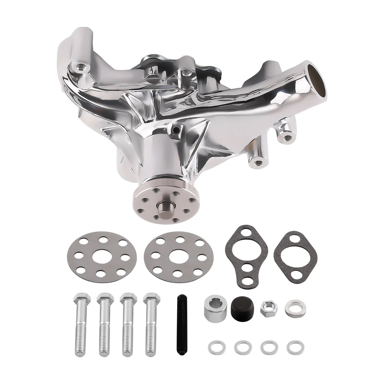 High Volume Aluminum Long Water Pump Chrome For Small Block Chevy 283 305 327 350 400 1969-1987