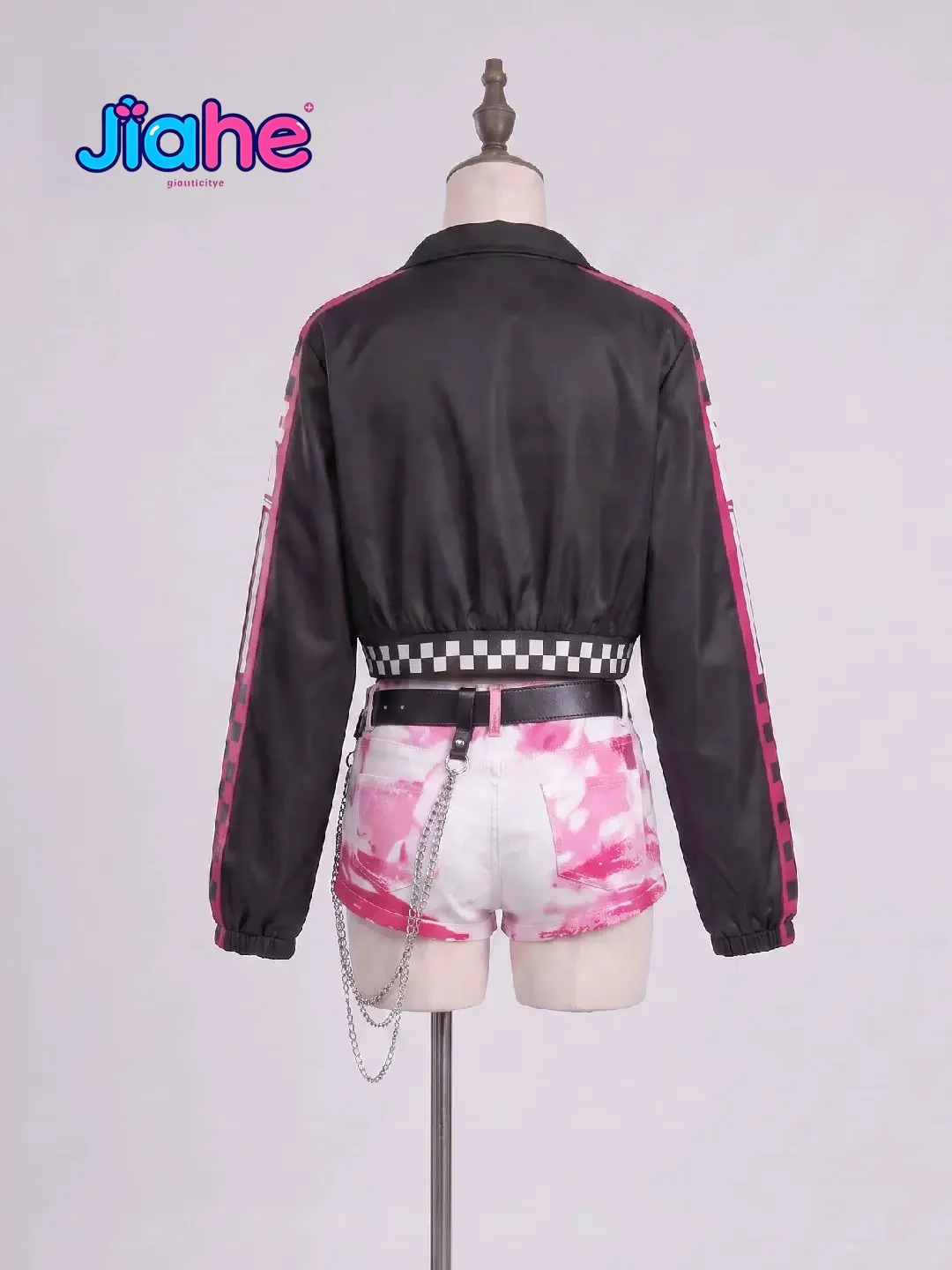Isaki Riona Nijisanji Hololive FLOW GLOW Cosplay Costume New Outfit New women leather jacket shorts headwear Halloween sweet set view 6