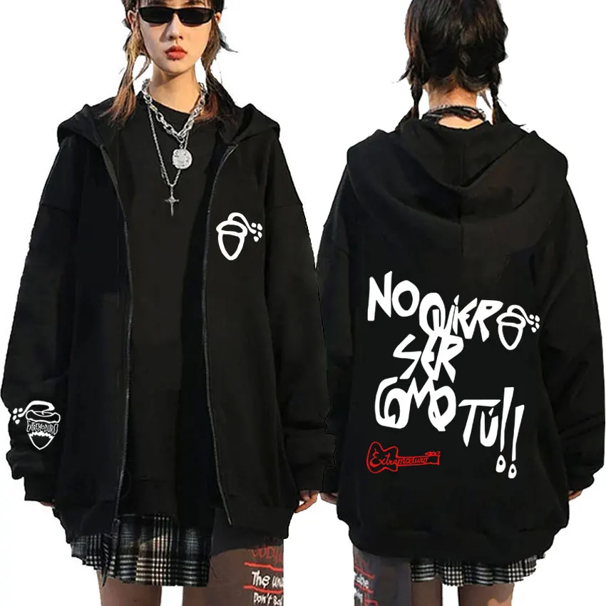 

Rock Band EXTREMODURO Tour 2026 Zipper Hoodie Men Fashion Hip Hop Gothic Zip Up Jacket Male Retro Oversized Zip Up Sweatshirt
