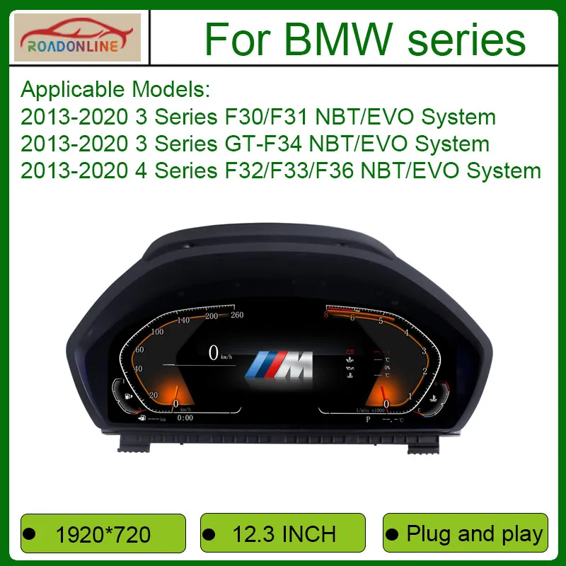 

2025 Новый ЖК-дисплей с цифровой приборной панелью, цифровой кластер для BMW 3/4 серии 3, GT 2013-2020, 12,3-дюймовый виртуальный прибор для кабины