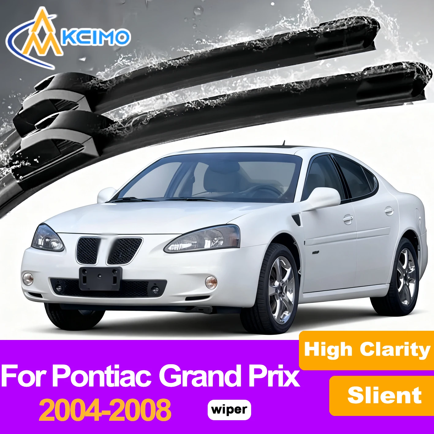 

Kcimo Front Windscreen Wiper Set for Rain & Snow, All Weather 2Pcs Car Windshield Wiper Blades for Pontiac Grand Prix 2004-2008