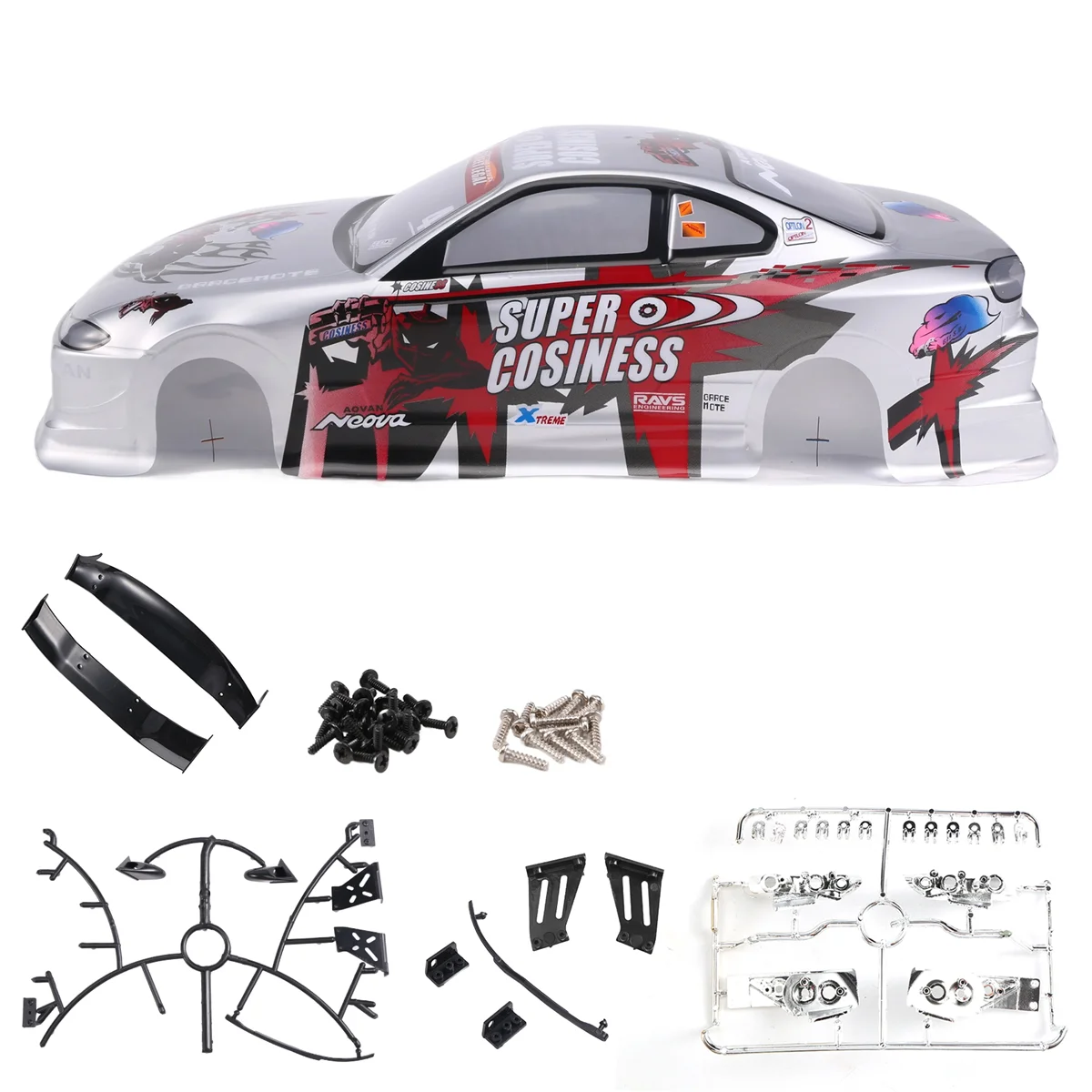 RC Car Body Shell Modificação, na estrada Drift para Nissan S15, 1: 10.190mm