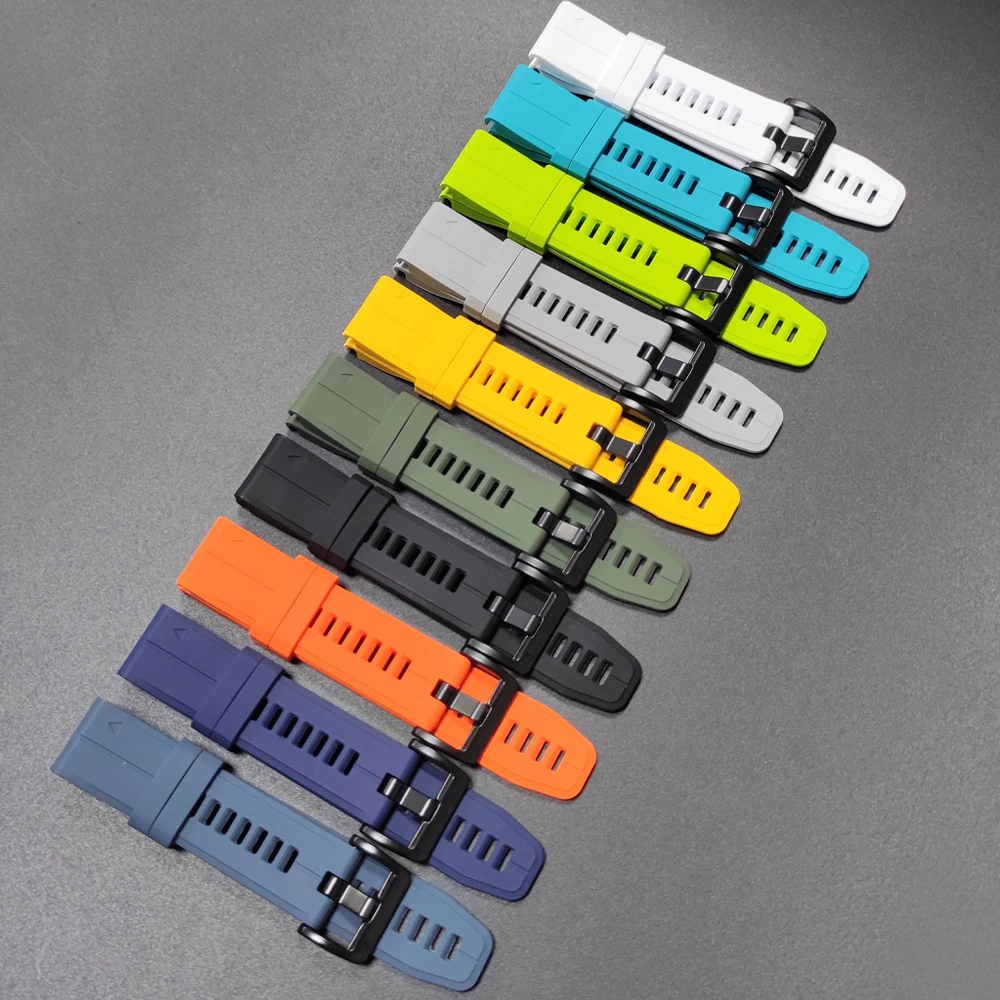 Pulseira esportiva de silicone para garmin descida g2 g1 mk3i mk2 mk1/fenix 8 pro e 7 7x 6 6x 5 5x/epix pulseira macia 22/26mm banda quickfit