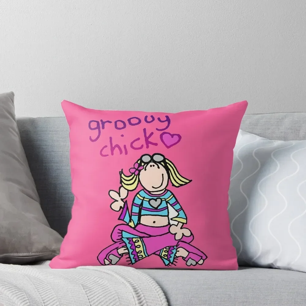 

Groovy Chick Girls 2000s Y2K vintage Throw Pillow pillow cover luxury sleeping pillows pillow