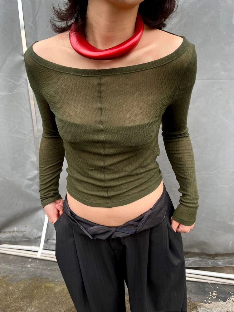 

Женская дышащая футболка с длинным рукавом на одно плечо, с вырезом на спине, для весеннего повседневного образа, влагоотводящая, однотонная