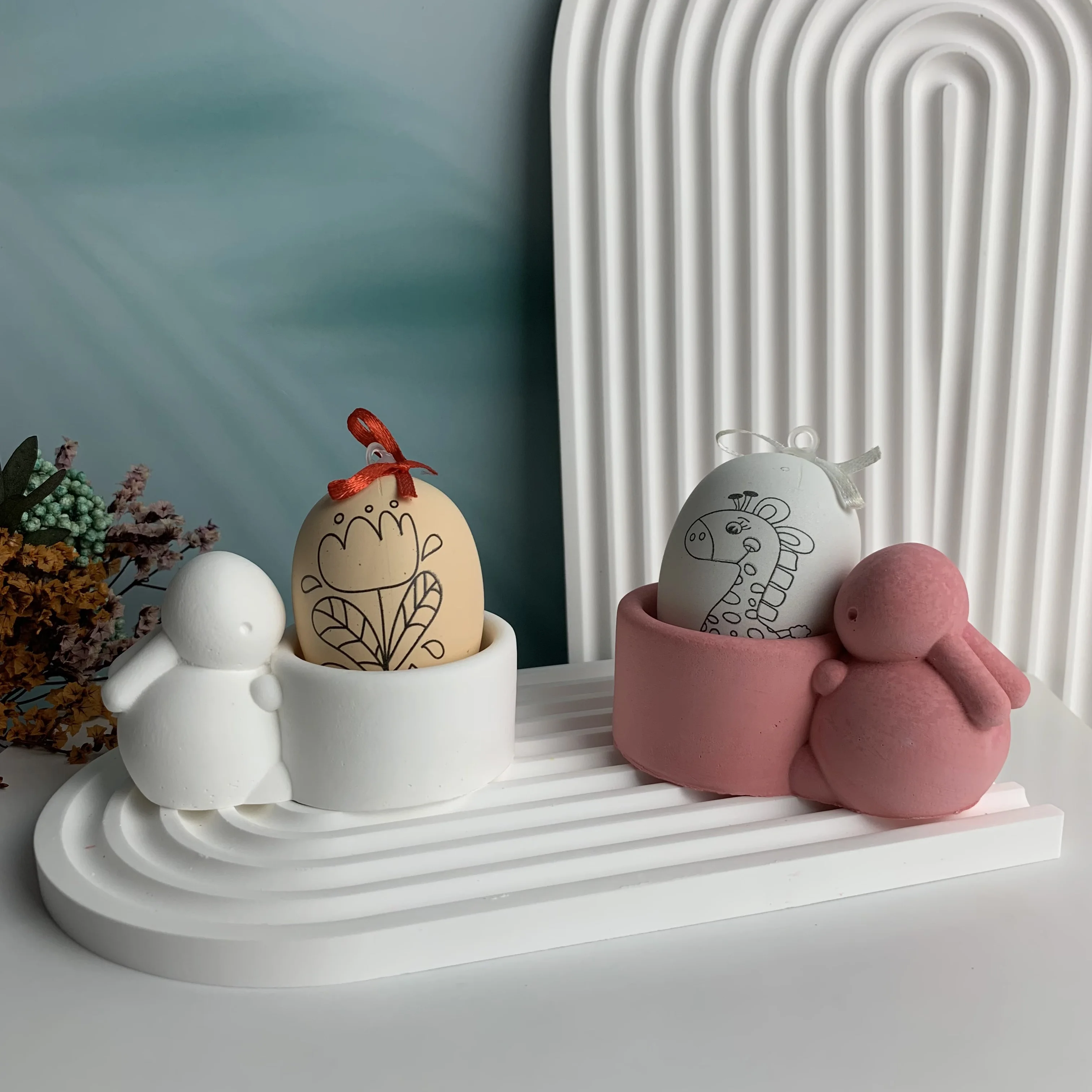 Easter Rabbit Candlestick Silicone Mold Rabbit Aromatherapy Candle Cup Gypsum Art Ornament Mold Concrete Jar Resin Box Molds