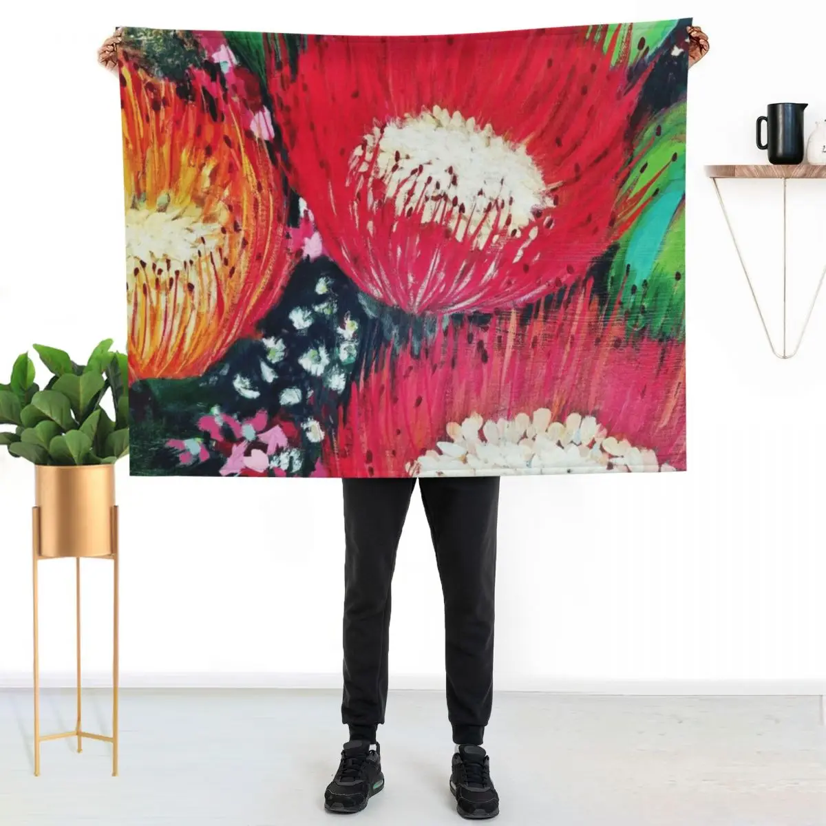Three Red Australian Flowers Throw Blanket Sofa Throw cosplay anime Bed covers sofa bed Decorative Sofas Soft Big Blankets