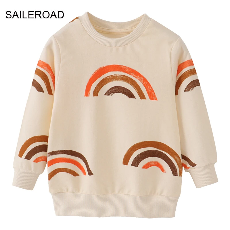 SAILEROAD Spring New Boys 2-7 Years Clothes Cotton Outerwear Cartoon Rainbow Baby Tops Girls Kids Toddler Hoodie Sweatshirts