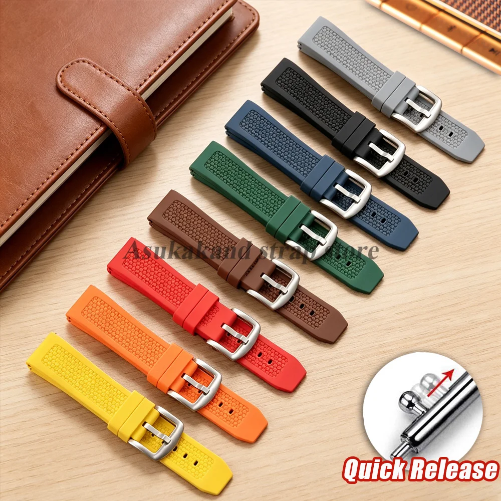 20mm 22mm 24mm Silicone Watch Band for Rolex for Seiko Watchstrap Quick Release Men Sport Rubber Bracelet for Smartswatch Strap