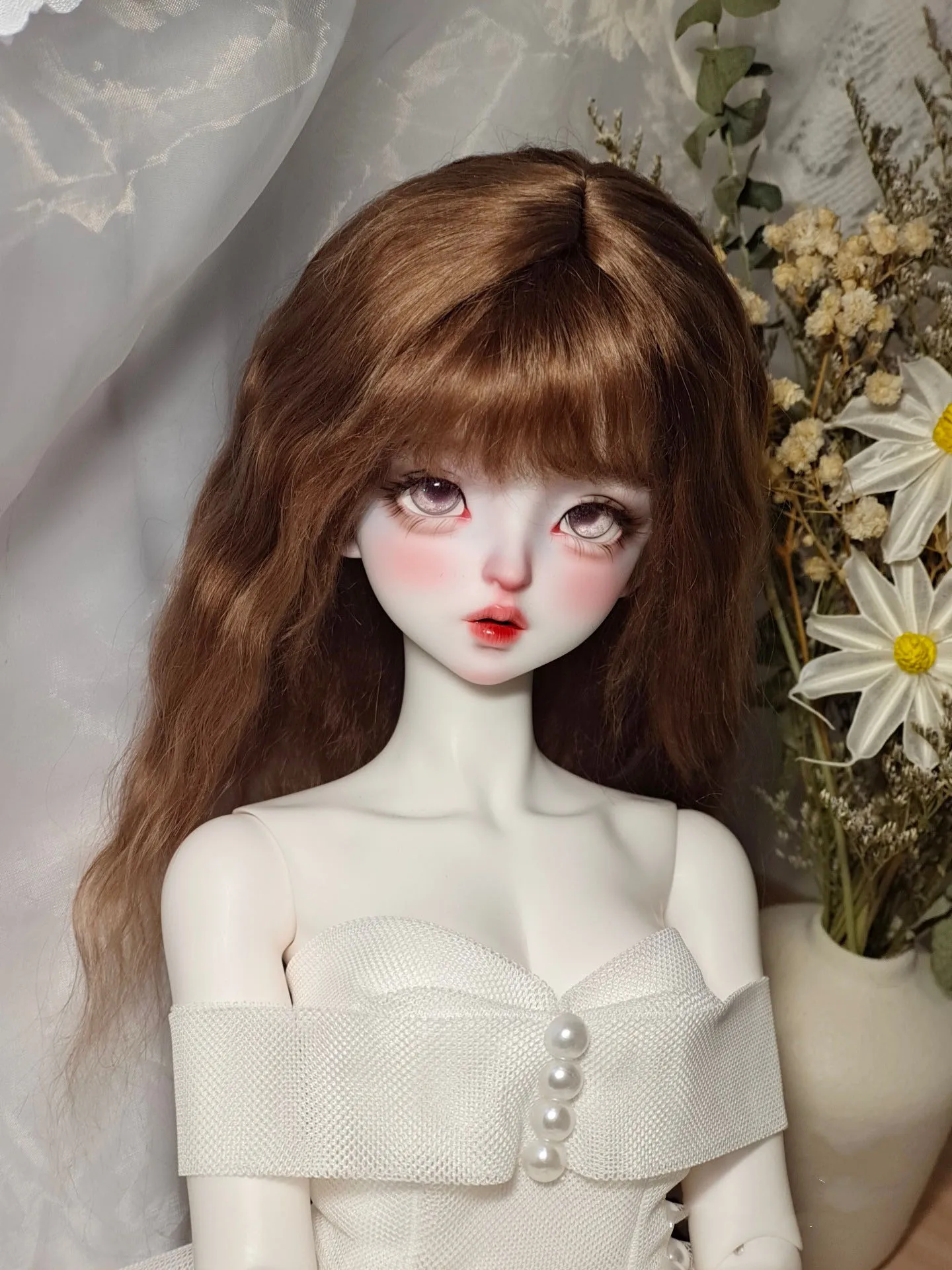 Free Shipping 1/3 BJD Mohair Wig Silver Brown Hair, Doll Head Circumference 22~24CM