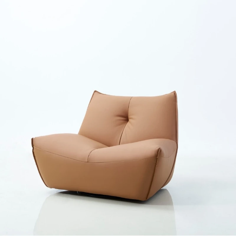 

Italian minimalist rotating leather casual single chair seat