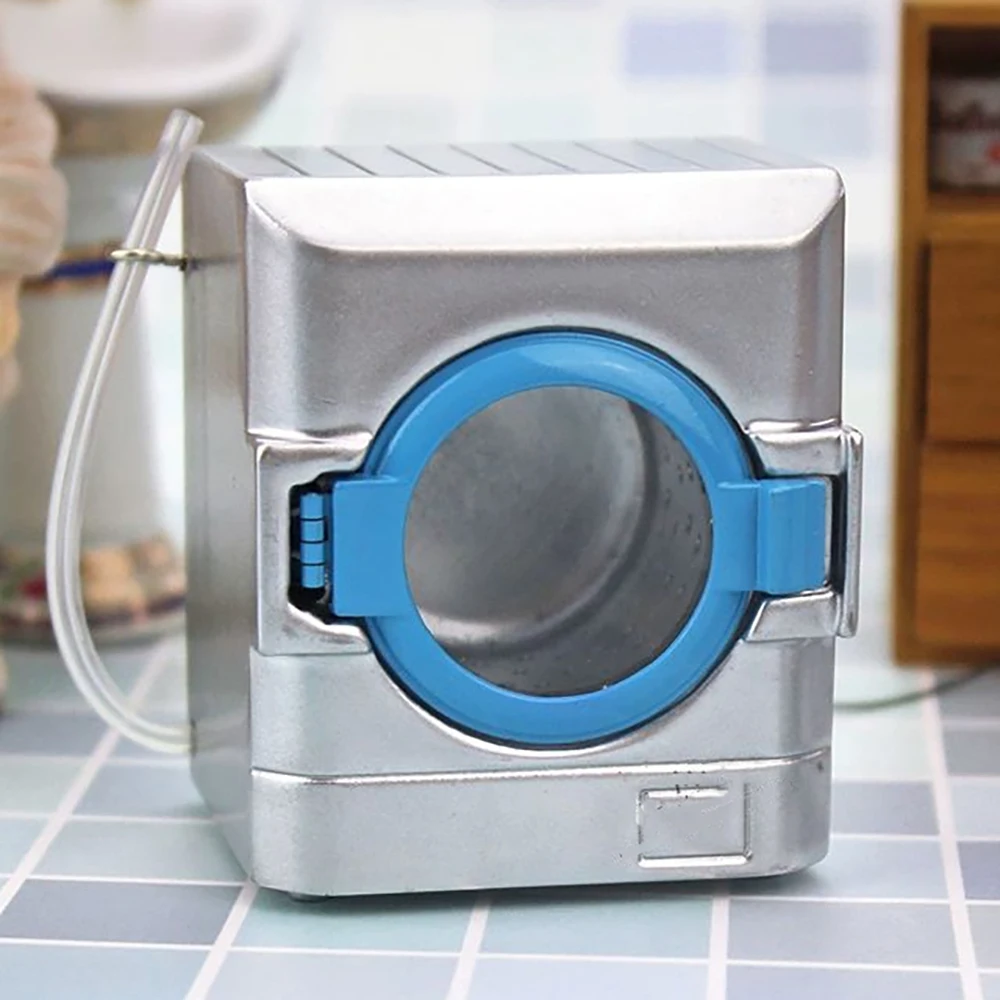 1/12 Dollhouse Miniature Accessories Mini Metal Washing Machine Simulation Home Appliances Model Toy for Doll House Decoration