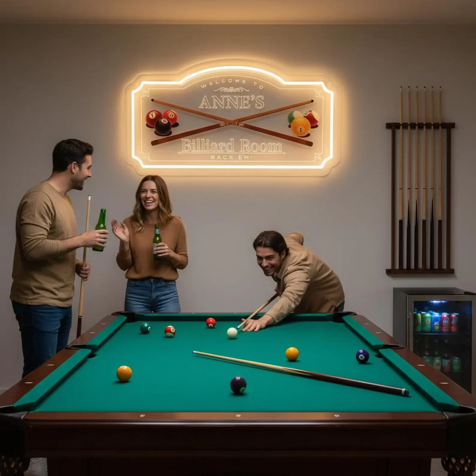Custom Name Billiards Neon Sign,Home Game Pool Room Deocr,Game Room Decor,Man Cave Pub Bar Wall Decor,Father's Day Gifts