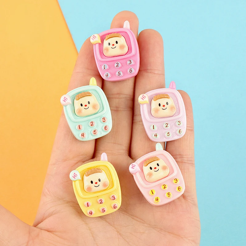 10pcs Cartoon Kawaii Resin Mini Planar Cellphone Flatback Cabochon Scrapbooking Material Figures Crafts DIY Jewelry Decoration