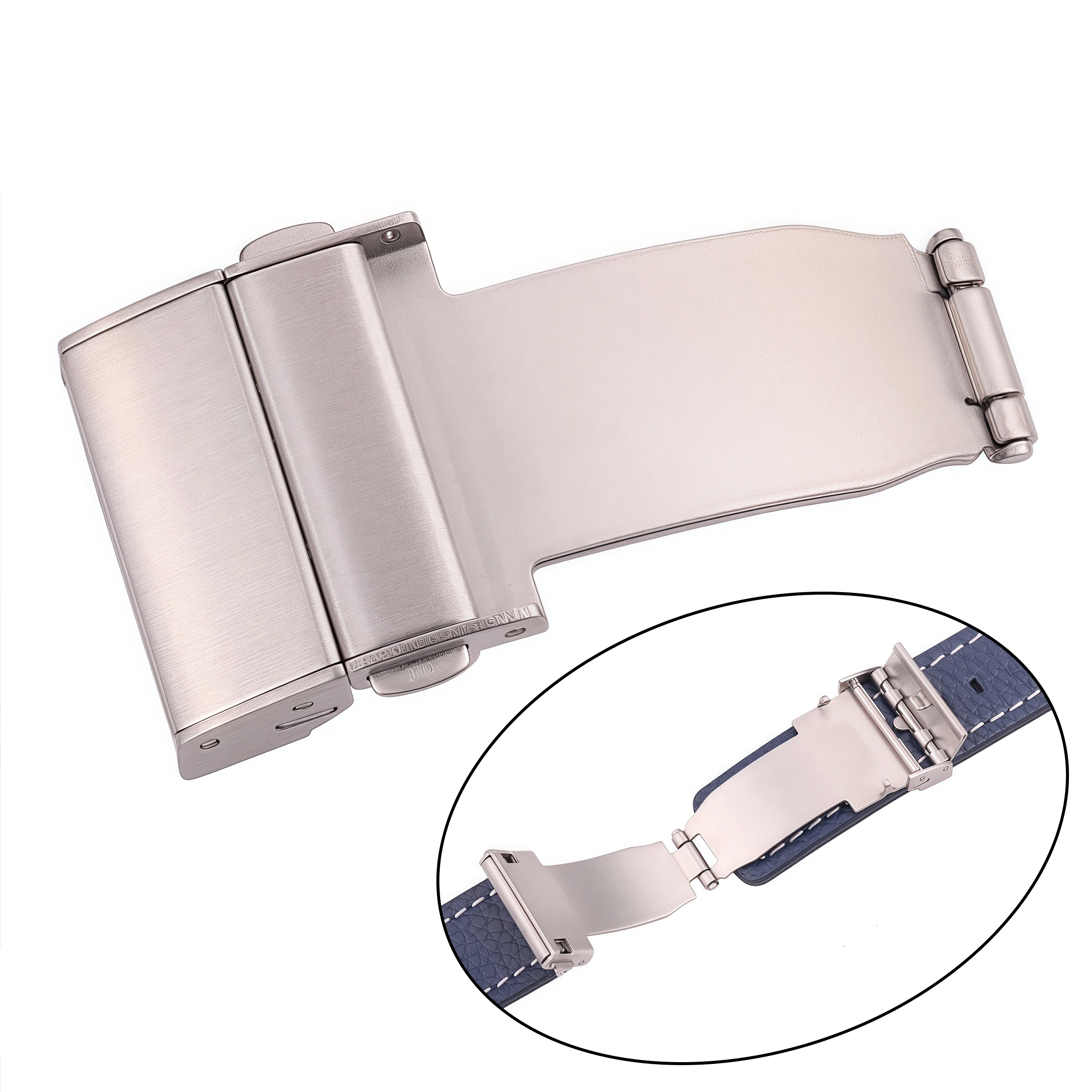 Brushed Silver Deployment Clasp 16mm 18mm 20mm 22mm Stainless Steel Double Push Button Watch Buckle Replacement Accessories
