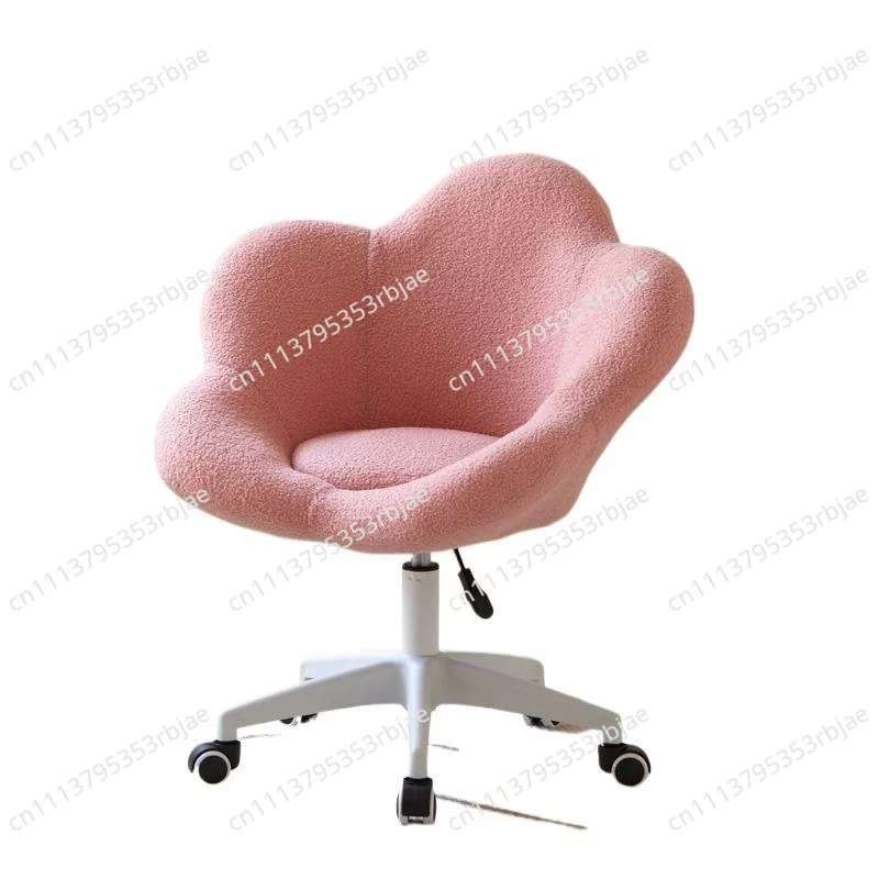 Bedroom Makeup Chair Nordic Lamb Wool Living Room Dressing Chairs Luxury Swivel Soft Armchair Backrest Stool Home Furniture