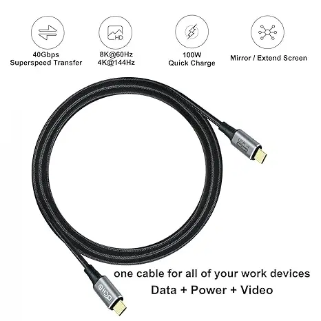 Wholesale USB C Type C Fast Charger and 4K@144Hz Video Transfer Cable 0.3m Fast Charging Data Cable