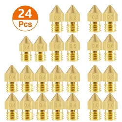 24pcs MK8 Ender 3 Nozzles 3D Printer Brass Nozzles Extruder for Ender 3 CR-10 0.2/0.3/0.4/0.5/0.6/0.8/1.0mm Printer Nozzle