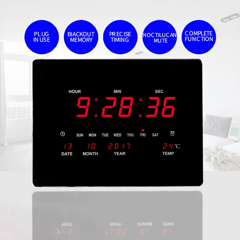 

Led Wall Clock Digital With Temperatures, Date, Month, Year Definition Digital LED Days Wall Clock with Calendar