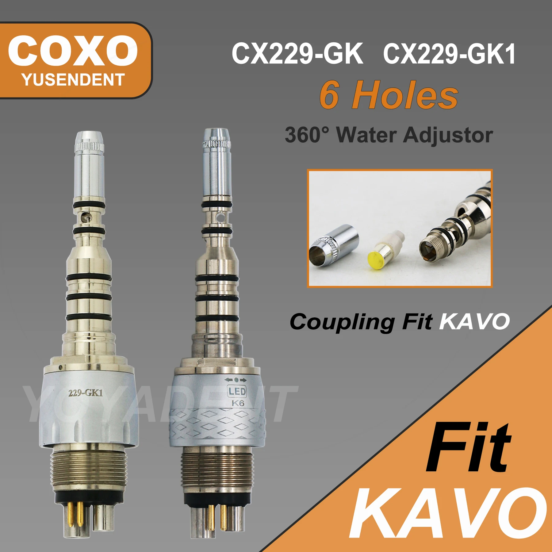 

COXO Стоматологическая быстроразъемная муфта с 6 отверстиями, подходит для высокоскоростного наконечника KAVO, замена светодиодной лампы, стоматологическая турбинная муфта